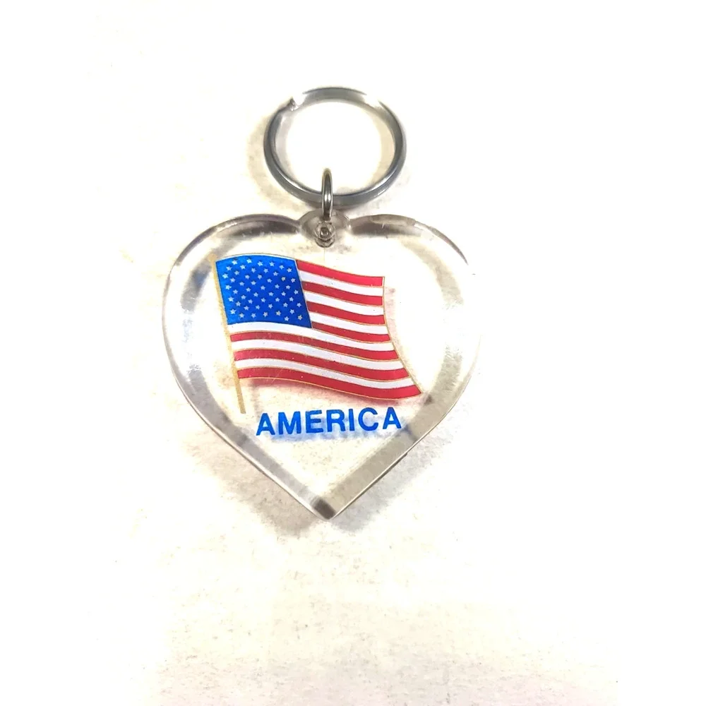 American Heart Acrylic Keychain Flag Patriotic